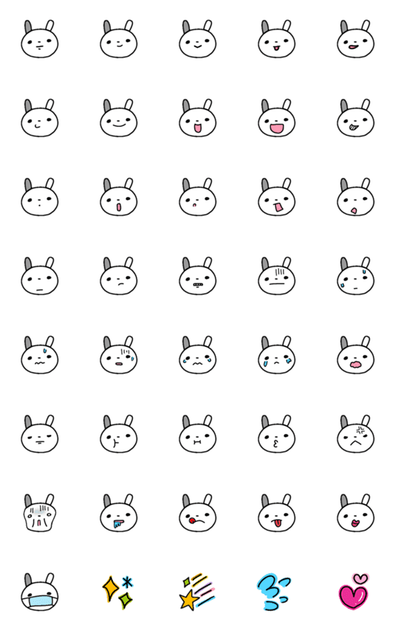 [LINE絵文字]らくがき ウサギ 絵文字①の画像一覧