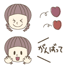 かわいいおさげ女子の絵文字 2の絵文字メイン画像