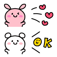 [LINE絵文字] ゆるかわシンプル♡うさぎとくまの画像