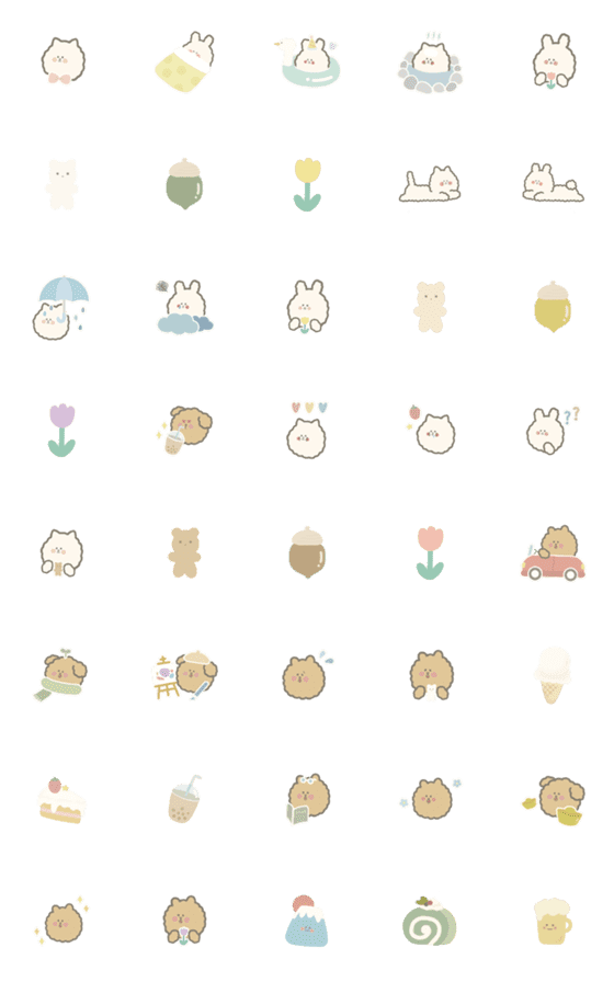 [LINE絵文字]fluffy animals moji2の画像一覧