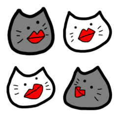 [LINE絵文字] 猫に憧れるモノクロリップにゃるずの絵文字の画像