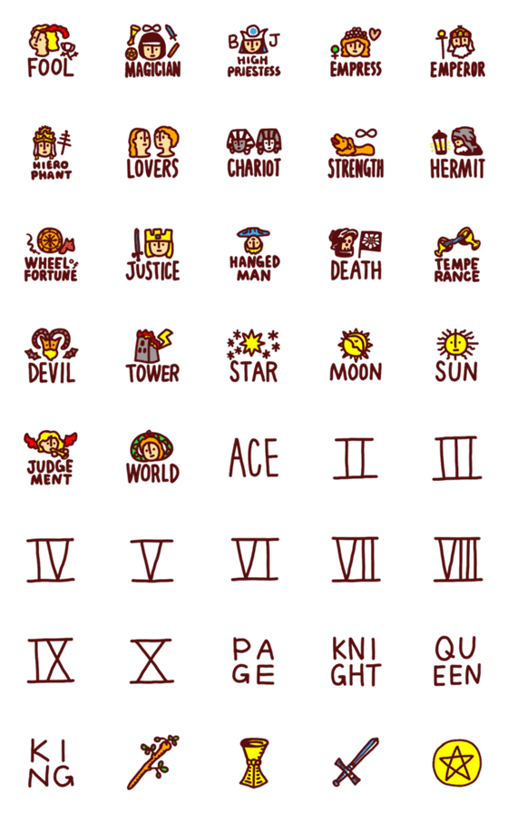 [LINE絵文字]タロットカード絵文字★占いの画像一覧