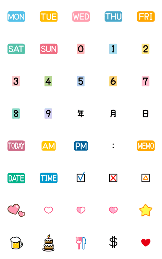 [LINE絵文字]Calendar and diary stickersの画像一覧