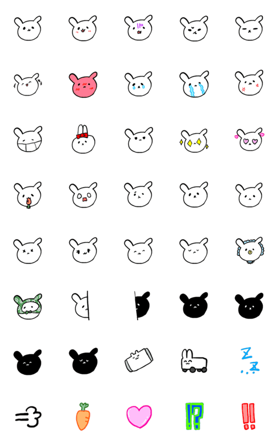 [LINE絵文字]表情豊かなうさぎちゃんの画像一覧