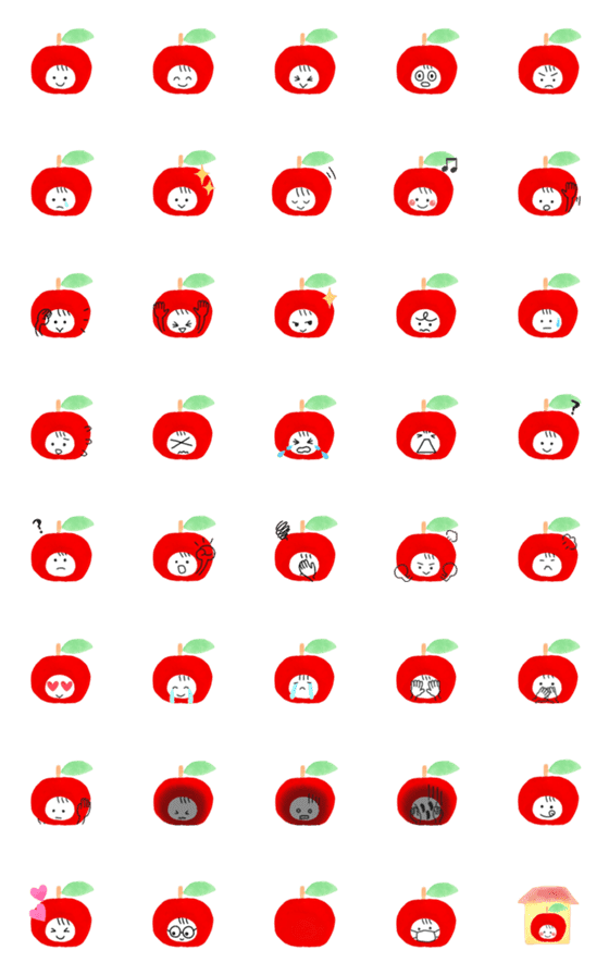 [LINE絵文字]かわいいりんごさんの絵文字の画像一覧