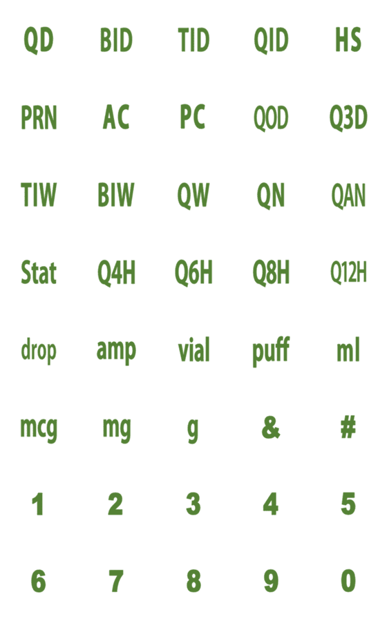[LINE絵文字]Medical Abbreviations - prescriptionの画像一覧