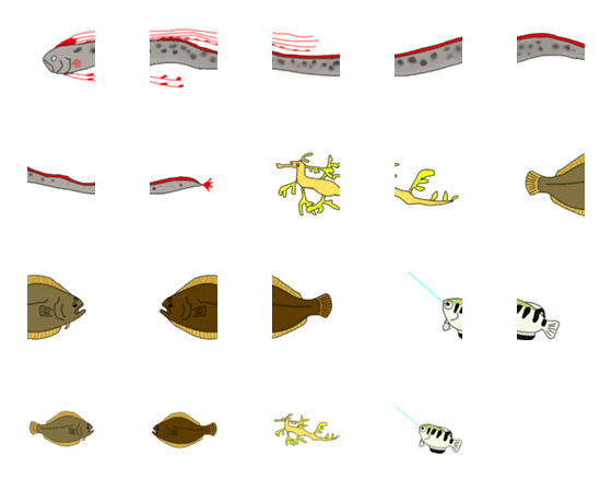 [LINE絵文字]僕が好きな魚の絵文字です。つながる絵文字の画像一覧