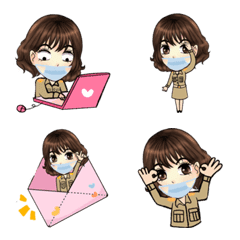 [LINE絵文字] Minnie Public servant covid 19 era emojiの画像