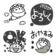 [LINE絵文字] モノクロ★くるりん子絵文字の画像