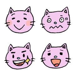 [LINE絵文字] ピンク猫の顔絵文字の画像