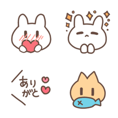 [LINE絵文字] ゆるめのうさねこちゃん絵文字の画像