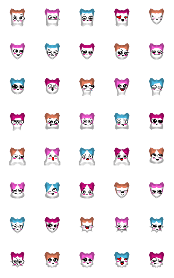 [LINE絵文字]Gang head color emojiの画像一覧