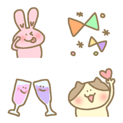 [LINE絵文字] ゆるかわなネコとうさぎの毎日使える絵文字の画像