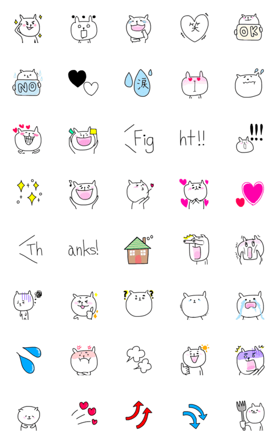 [LINE絵文字]落書き猫絵文字♡の画像一覧