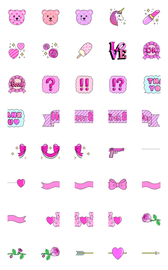 [LINE絵文字]Lover of PINK Emoji 2の画像一覧