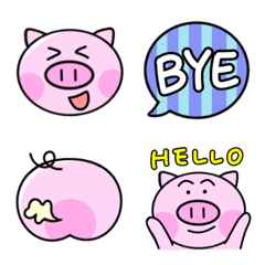 [LINE絵文字] ビビッドでかわいい豚の絵文字の画像