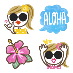 [LINE絵文字] ♡ドットGIRL -Hawaii-♡の画像