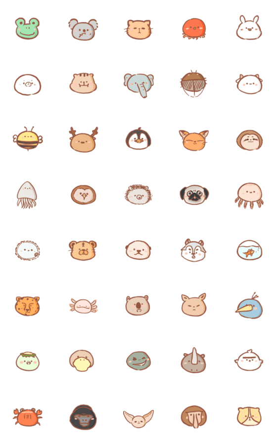 [LINE絵文字]Different cute  animals part1の画像一覧