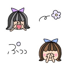 [LINE絵文字] 使いやすい！女の子の表情絵文字の画像