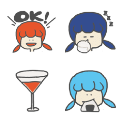 [LINE絵文字] おさげ女子とお酒たちの画像