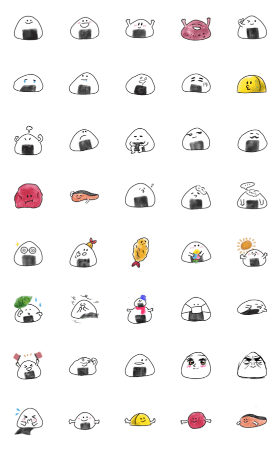 [LINE絵文字]おにぎりとおともだちの画像一覧