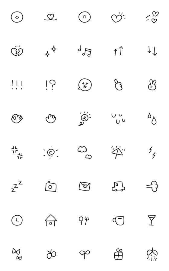 [LINE絵文字]ラフかわ線画 基本セットの画像一覧