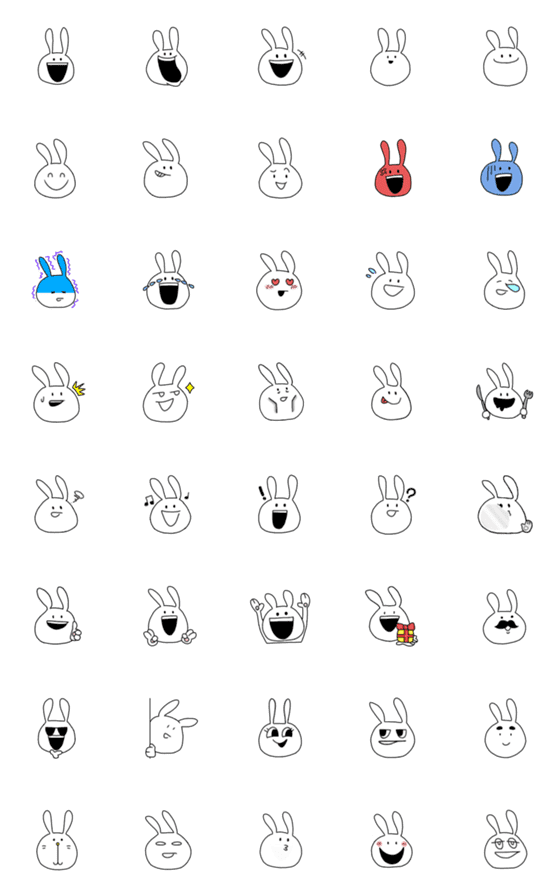[LINE絵文字]笑顔を忘れないうさぎの画像一覧