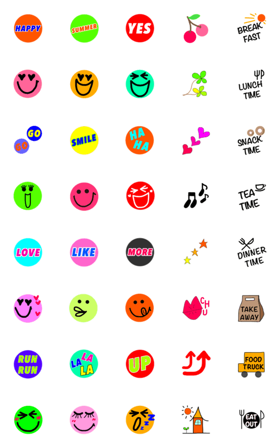[LINE絵文字]シンプル★カラフル★ハッピー絵文字の画像一覧