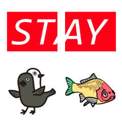 [LINE絵文字] ヨゲンノトリ、コロナ対策はSTAY HOMEの画像