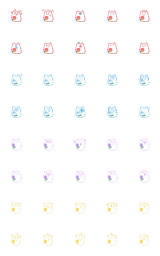 [LINE絵文字]Flower cat Dumplingsの画像一覧