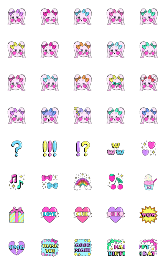 [LINE絵文字]Lovely Bunny Emojiの画像一覧