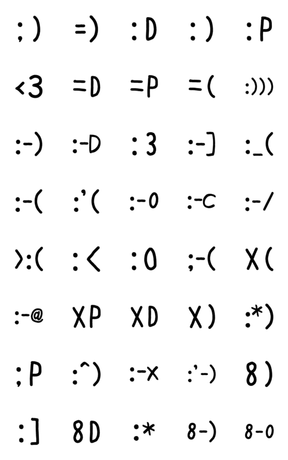 [LINE絵文字]顔文字（洋風）の画像一覧