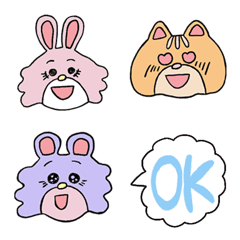 [LINE絵文字] Bear and rabbit and cat Emojiの画像