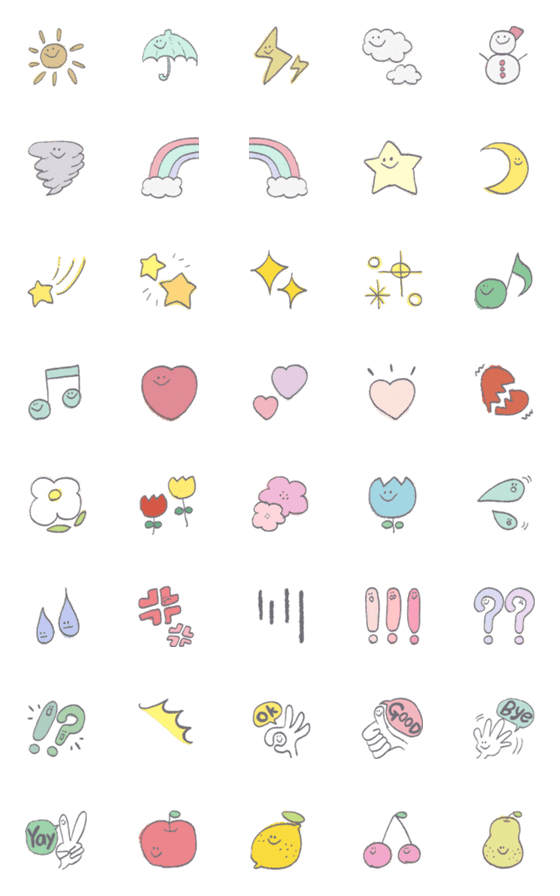 [LINE絵文字]さり気なく顔のある使いやすい落書き絵文字の画像一覧