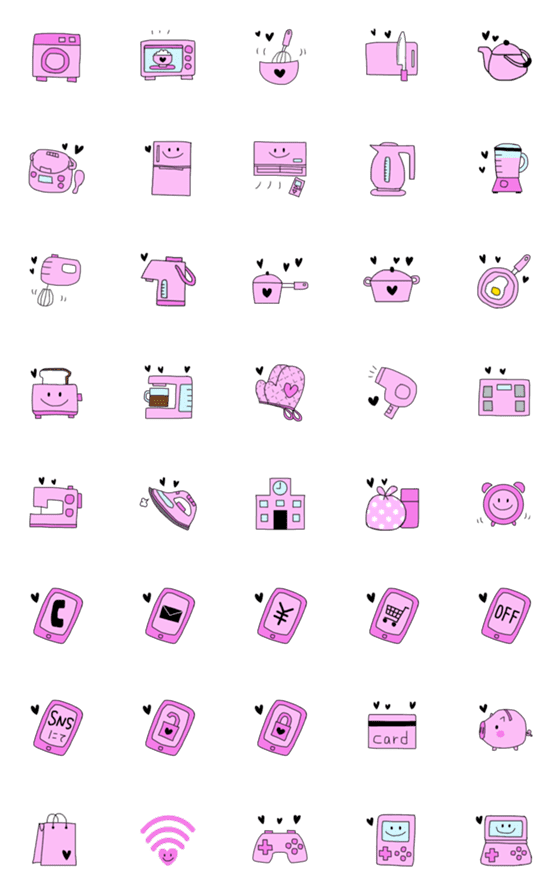 [LINE絵文字]♥かわいい絵文字⑤♥家電の画像一覧