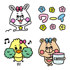 [LINE絵文字] mini☆クマとウサギとヒヨコの画像