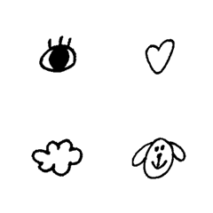 [LINE絵文字] モノクロ絵文字♩の画像