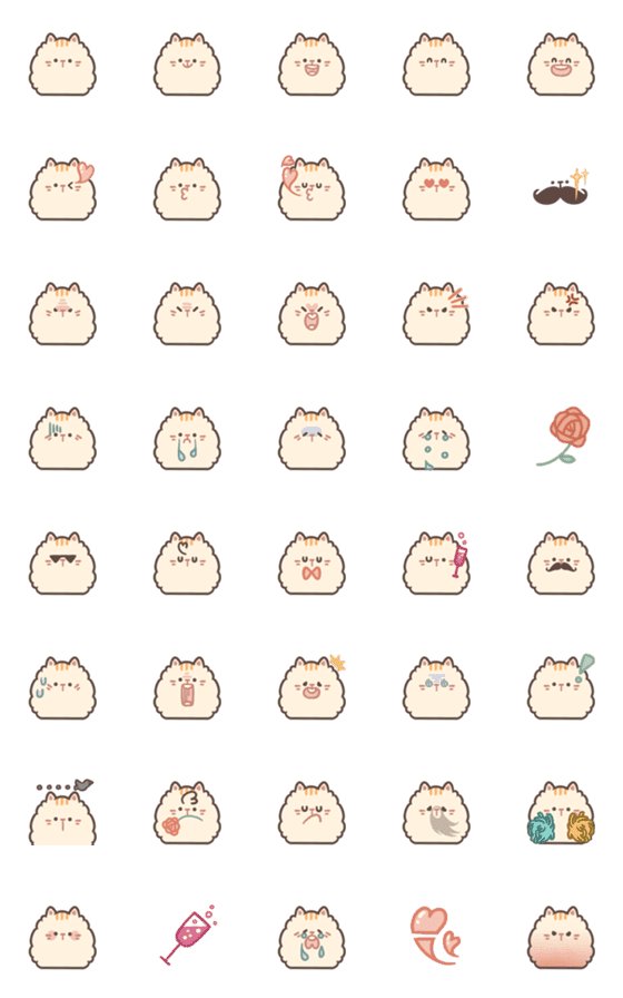 [LINE絵文字]Fluffy Cats (Emoji ver.2)の画像一覧