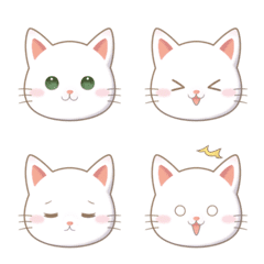 [LINE絵文字] かわいい白猫の絵文字の画像