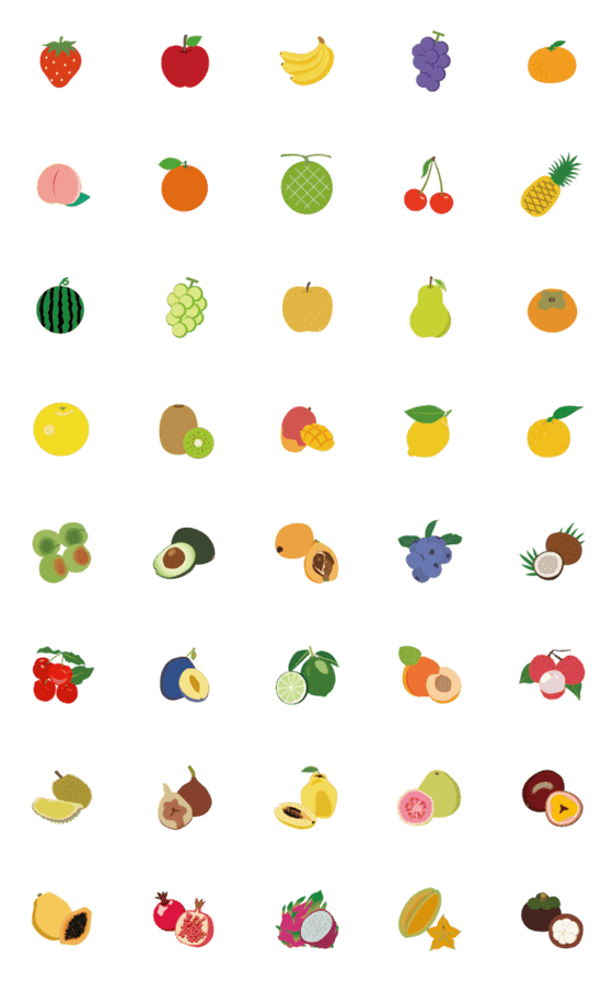 [LINE絵文字]果物のシンプルなフルーツ絵文字の画像一覧