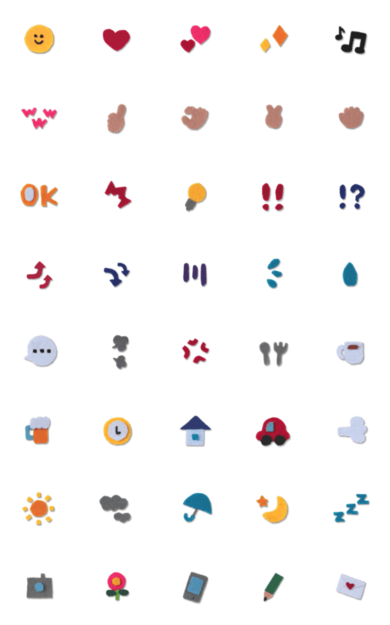 [LINE絵文字]かわいいフェルトの基本セット（写真）の画像一覧