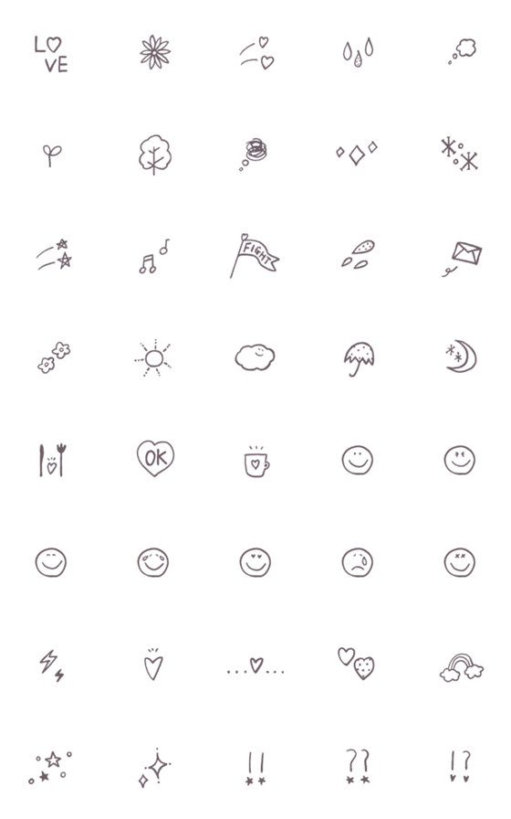 [LINE絵文字]♡モノトーンsimple♡の画像一覧
