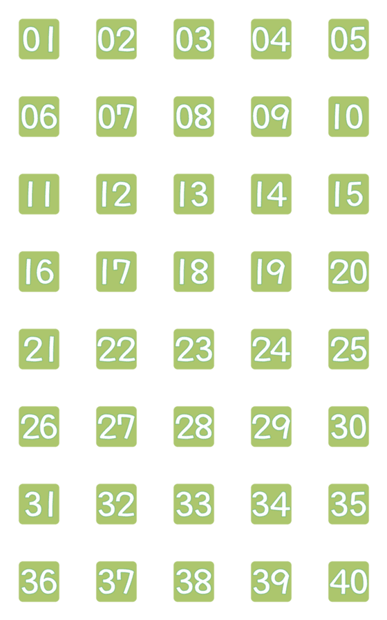 [LINE絵文字]Colorful numeral tags 01 [01-40]の画像一覧