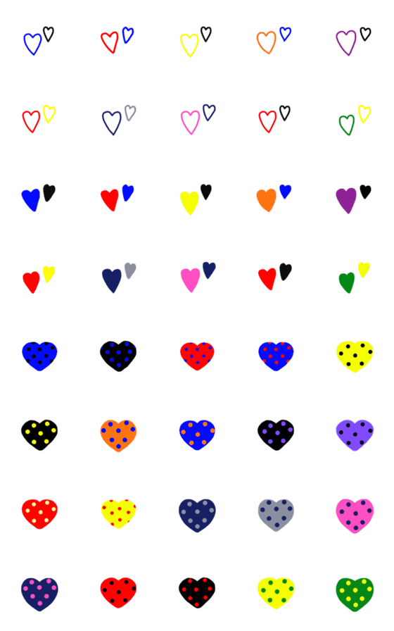 [LINE絵文字]10色ハート(2色の組み合わせ×10)の画像一覧