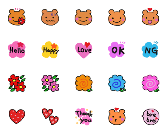 [LINE絵文字]happybear flower petitの画像一覧