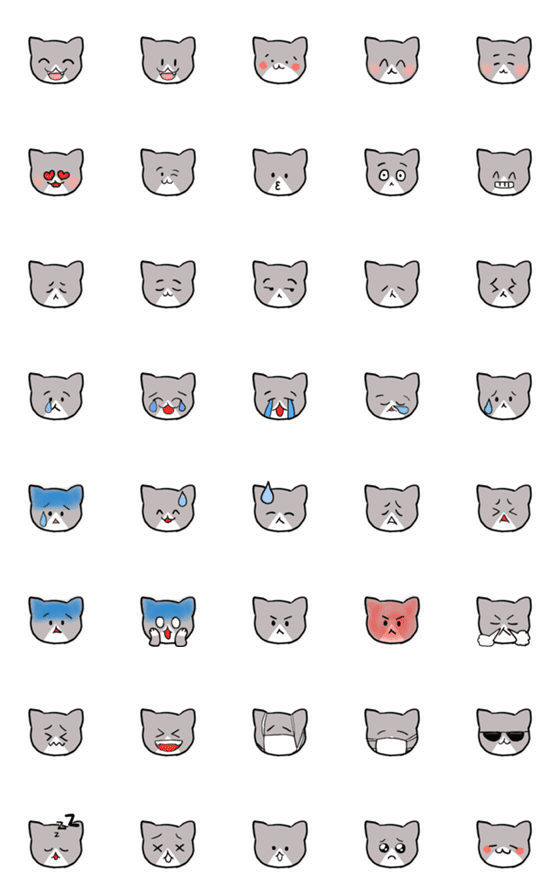 [LINE絵文字]ハチワレ猫のミーニャン絵文字の画像一覧