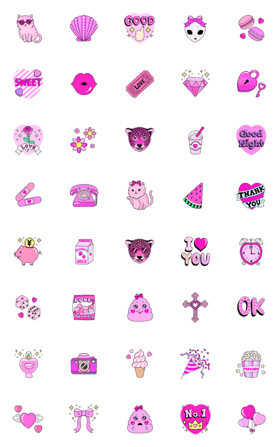 [LINE絵文字]Lover of PINK Emoji 3 ピンクな絵文字3の画像一覧