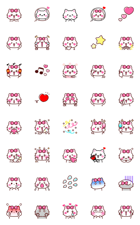 [LINE絵文字]ゆるかわラブリー♡ねこちゃん絵文字♡ 3の画像一覧