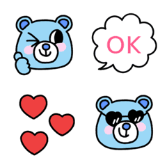 [LINE絵文字] ブルーベア♡基本の絵文字(1)の画像