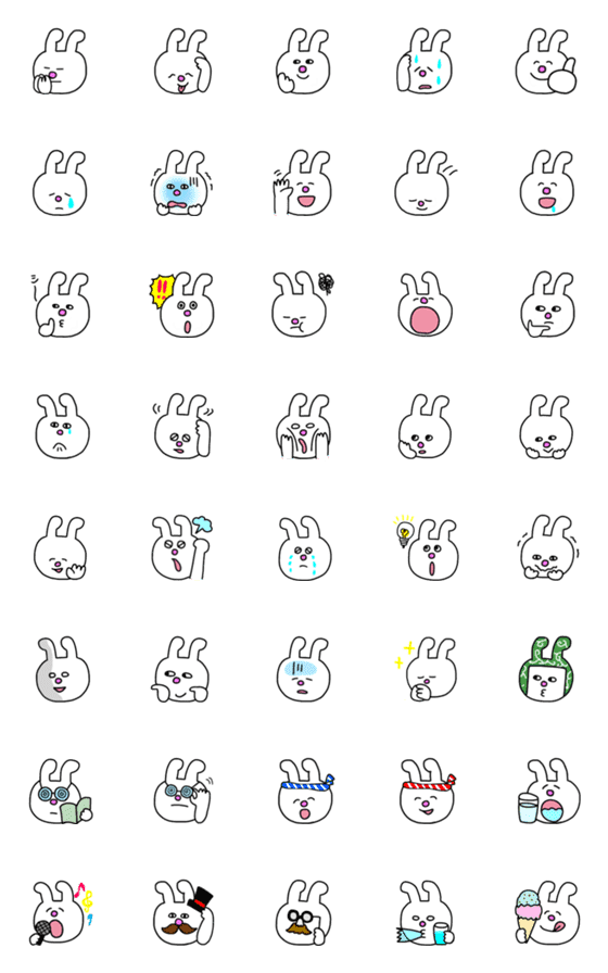 [LINE絵文字]Big Face Rabbit Emoji その2の画像一覧